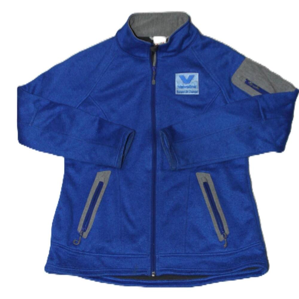 Avalanche Jacket Womens L Blue Fleece Lined Full Zip Pockets Valvoline Arm Zip